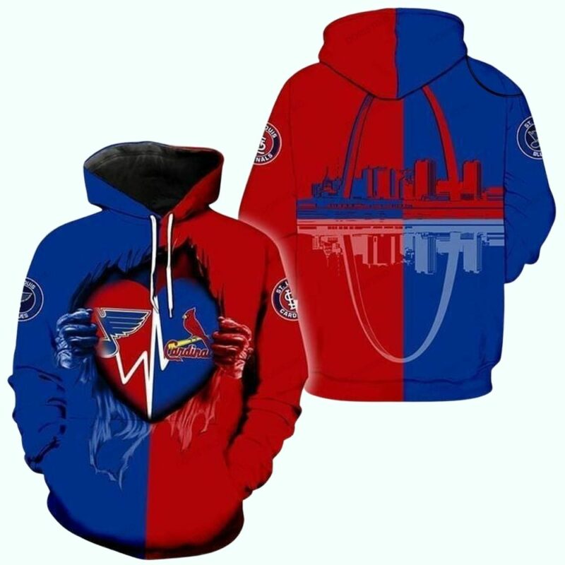 St. Louis Cardinals Ripped Heart Graphic Hoodie – Unisex Sweatshirt Gift