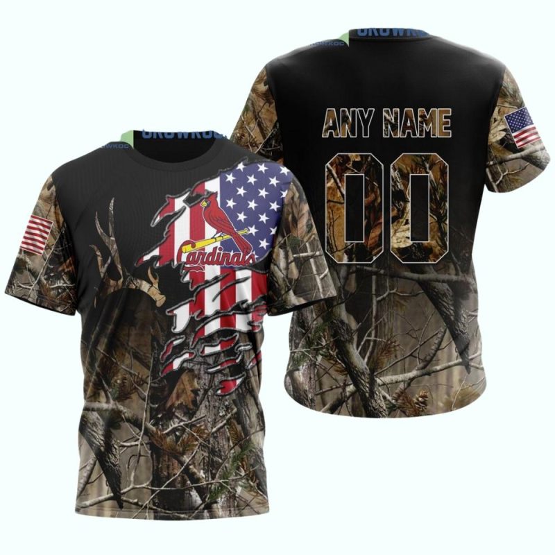 St Louis Cardinals Camo All-Over Print Hunting T-Shirt for Fans - Image 3