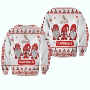 St Louis Cardinals Christmas Gnome White Ugly Sweater