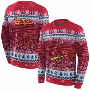 St Louis Cardinals Christmas Trees All Over Print Sweatshirt
