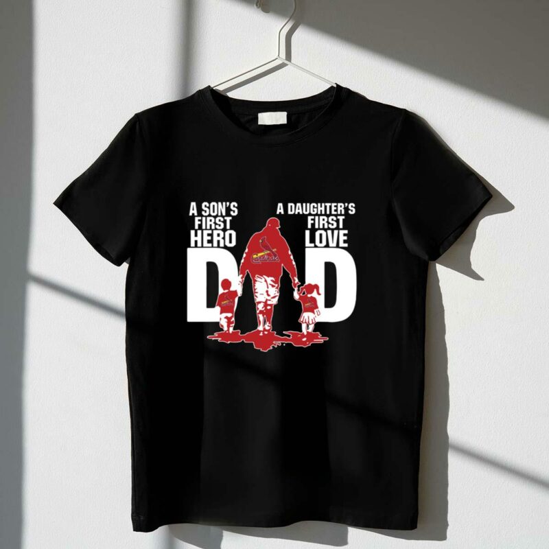 St Louis Cardinals Dad Graphic T-Shirt – Son’s First Hero, Daughter’s First Love - Image 4