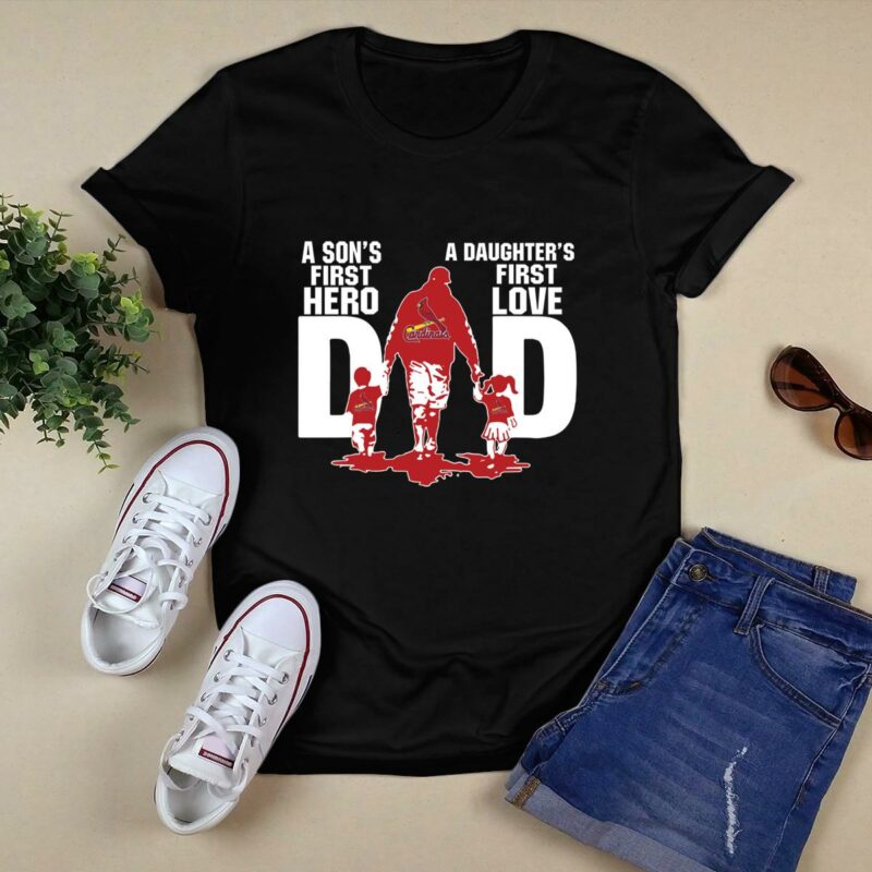St Louis Cardinals Dad Graphic T-Shirt – Son’s First Hero, Daughter’s First Love - Image 5