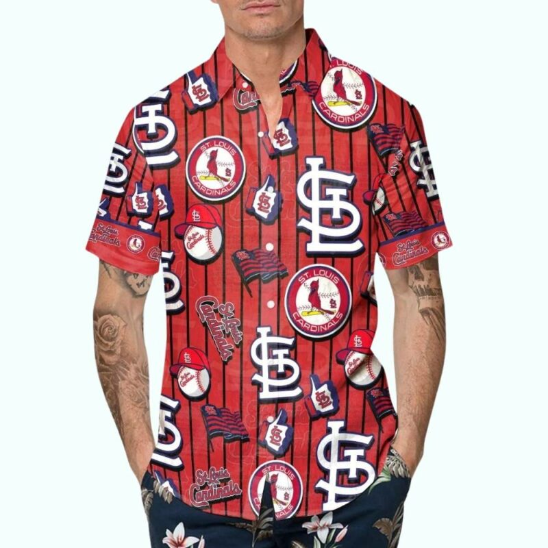St. Louis Cardinals Unisex Graphic Hawaiian Shirt – Dugout Stripes Design - Image 4