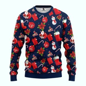St Louis Cardinals Festive Ornaments And Poinsettia Ugly Sweater