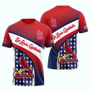 St Louis Cardinals All-Over Print T-Shirt - American Flag Design