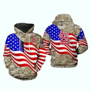 St Louis Cardinals Veteran Camo Graphic Hoodie – Unisex Flag Sweatshirt