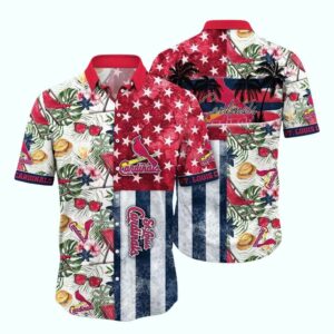 St Louis Cardinals American Flag Floral Hawaiian Shirt – Unisex Graphic Tee