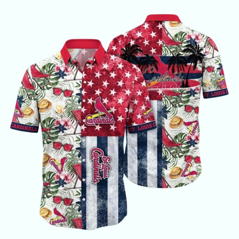 St Louis Cardinals American Flag Floral Hawaiian Shirt – Unisex Graphic Tee