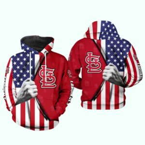 St. Louis Cardinals 4th of July American Flag Graphic Hoodie - Unisex