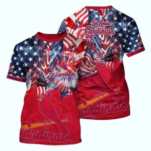 St Louis Cardinals 4th of July All-Over Print T-Shirt for Fans