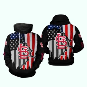 St Louis Cardinals Graphic Print Unisex Hoodie with American Flag Design