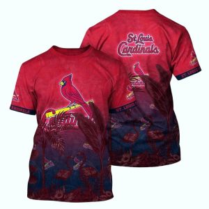 St Louis Cardinals Tropical Flamingo Floral T-Shirt - All Over Print