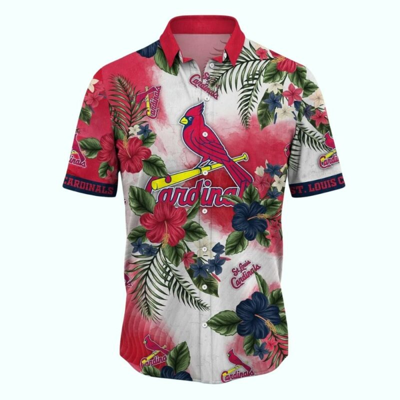 St Louis Cardinals Floral Hawaiian Shirt – Unisex Tropical Graphic Tee - Image 2