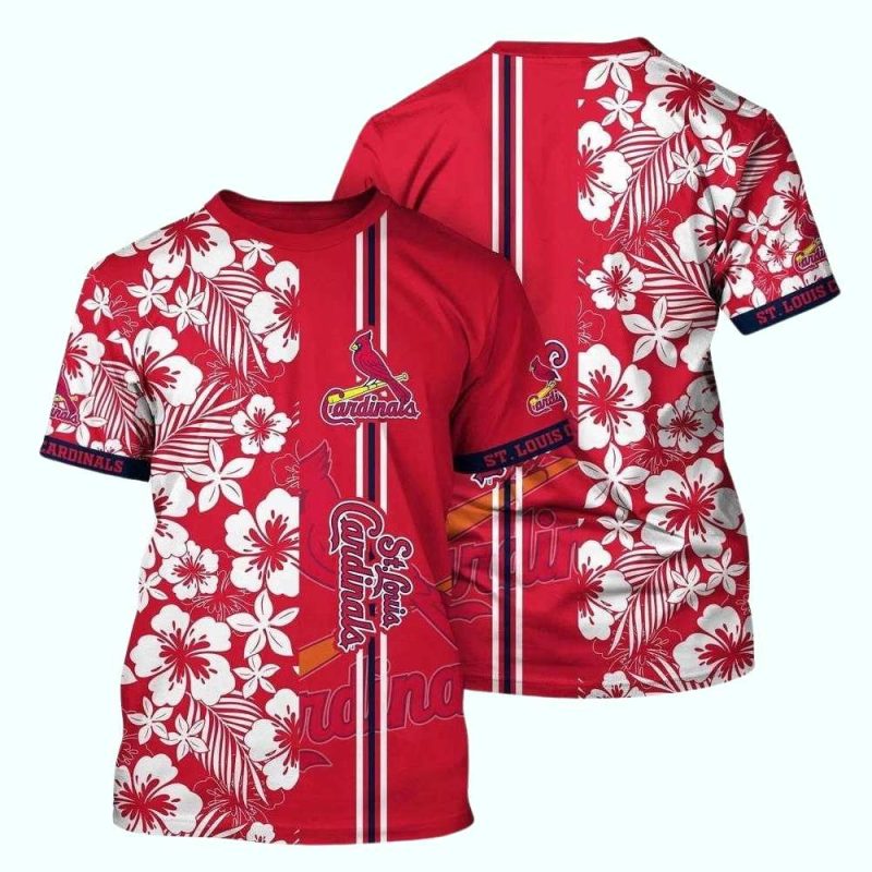 St Louis Cardinals Tropical Floral All-Over Print T-Shirt for Fans