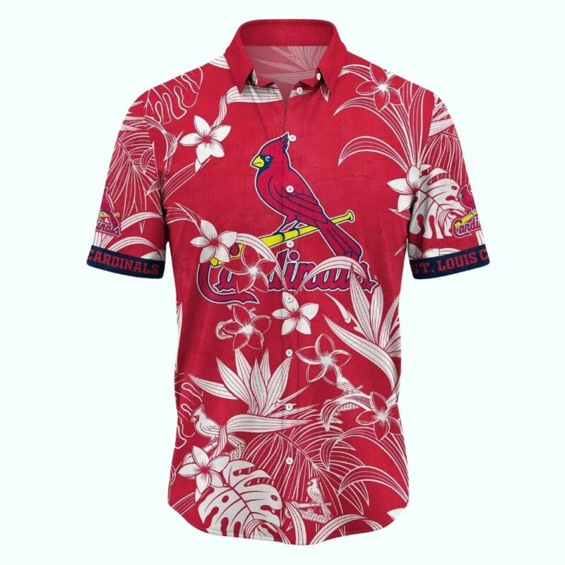 St Louis Cardinals Floral Tropical Hawaiian Shirt – Unisex Graphic Tee - Image 2