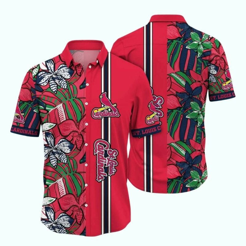 St Louis Cardinals Floral Leaf Hawaiian Shirt – Unisex Graphic Aloha Tee