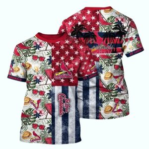 St Louis Cardinals Tropical Floral All-Over Print T-Shirt