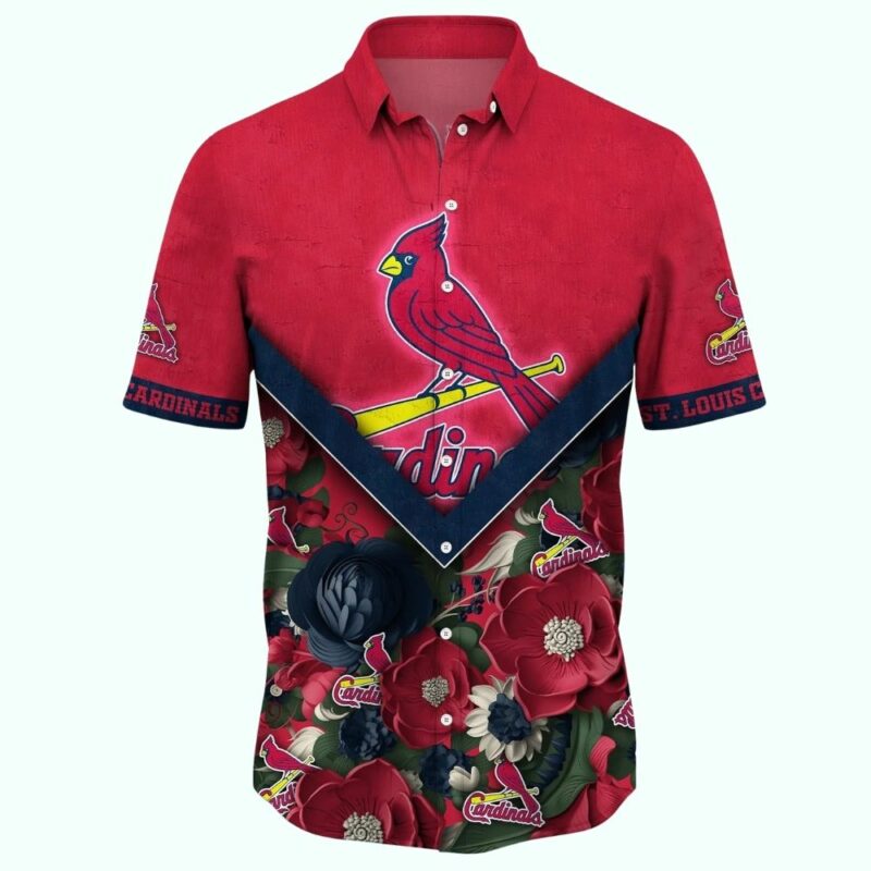 St Louis Cardinals Floral Hawaiian Shirt – Unisex Graphic Aloha Tee - Image 2