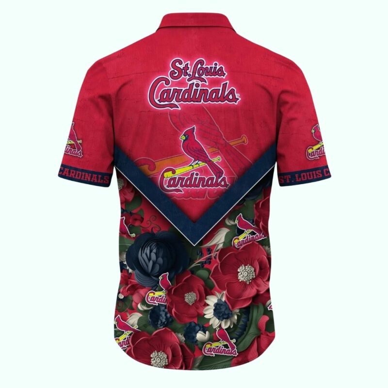St Louis Cardinals Floral Hawaiian Shirt – Unisex Graphic Aloha Tee - Image 3