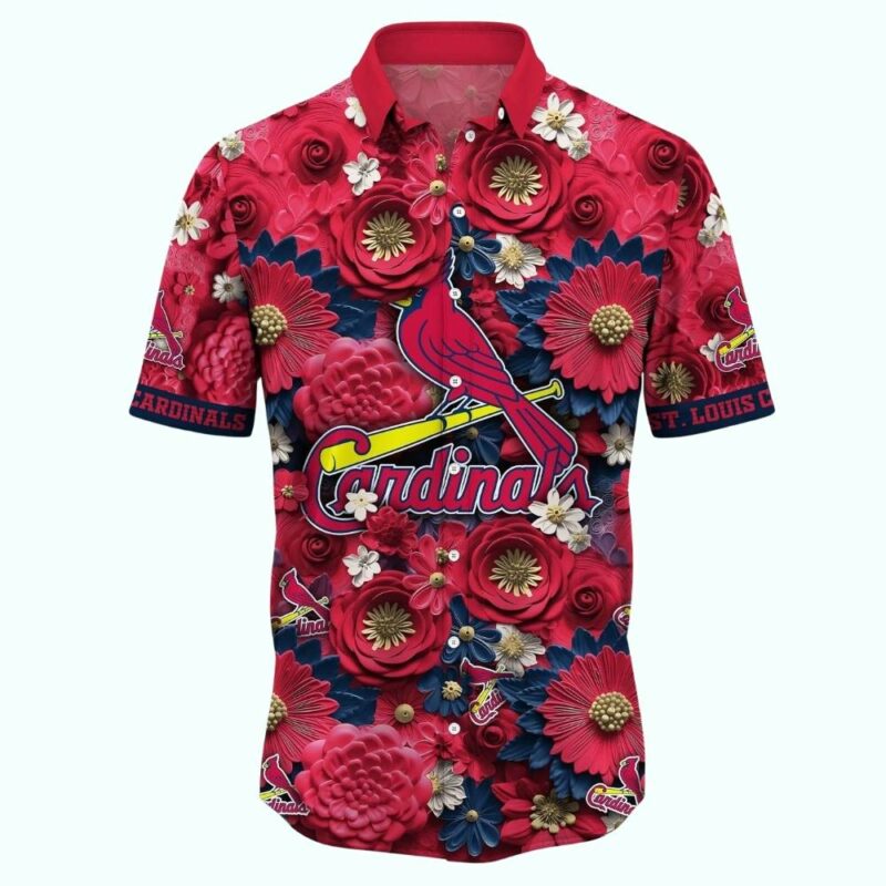 St Louis Cardinals Floral Hawaiian Shirt – Unisex Summer Vacation Tee - Image 2