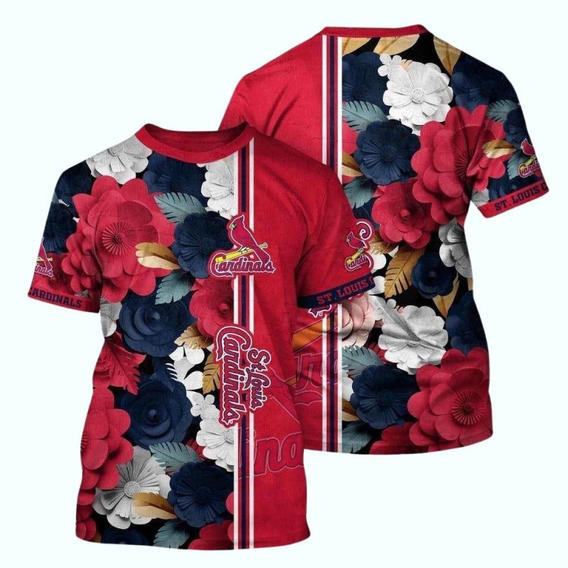 St Louis Cardinals Tropical Floral All-Over Print T-Shirt for Fans