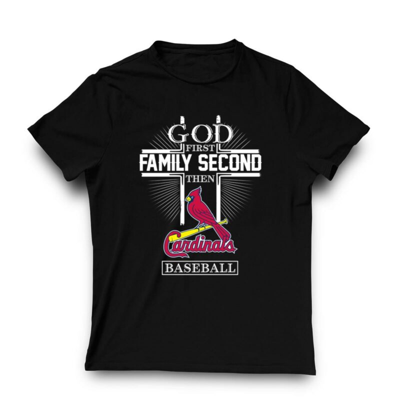 St Louis Cardinals God First Family Second Graphic T-Shirt – Unisex Baseball Tee - Image 3