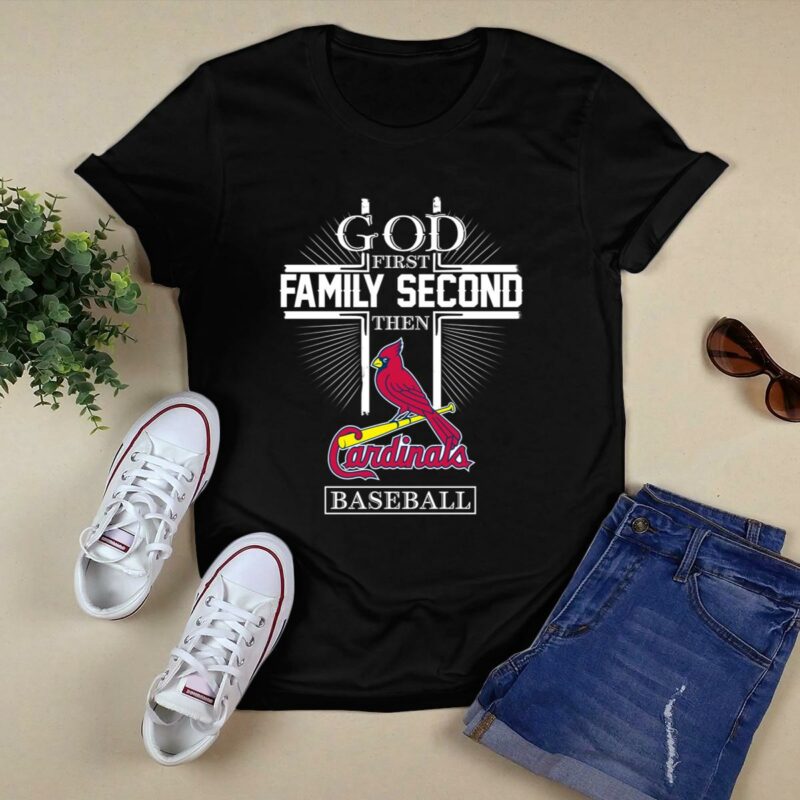 St Louis Cardinals God First Family Second Graphic T-Shirt – Unisex Baseball Tee - Image 5