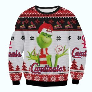 St Louis Cardinals Grinch Hold Ball Christmas Ugly Sweater