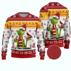 St Louis Cardinals Grinch Smiling Festive Ugly Sweater