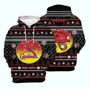 St Louis Cardinals Graphic Hoodie – Unisex Merry Christmas Helmet Design