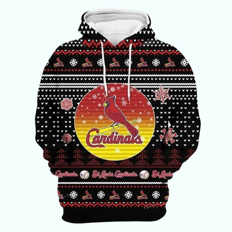 St Louis Cardinals Graphic Hoodie – Unisex Merry Christmas Helmet Design - Image 2