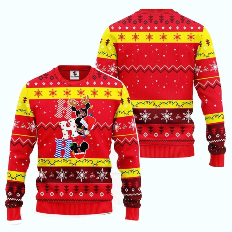 St Louis Cardinals Hohoho Mickey Christmas Ugly Sweater - Image 3