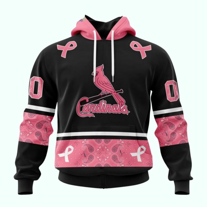 St. Louis Cardinals Pink Breast Cancer Awareness Graphic Hoodie – Unisex Gift