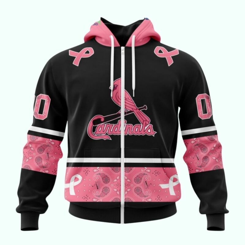 St. Louis Cardinals Pink Breast Cancer Awareness Graphic Hoodie – Unisex Gift - Image 2