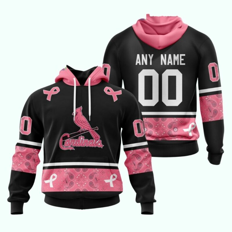 St. Louis Cardinals Pink Breast Cancer Awareness Graphic Hoodie – Unisex Gift - Image 4