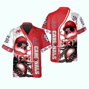 St Louis Cardinals Jack Skellington Halloween Graphic Hawaiian Shirt - Unisex