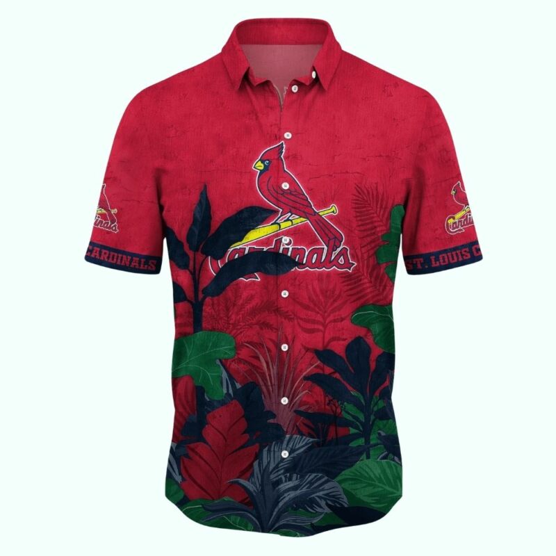 St Louis Cardinals Tropical Leaf Graphic Hawaiian Shirt – Unisex Aloha Tee - Image 2