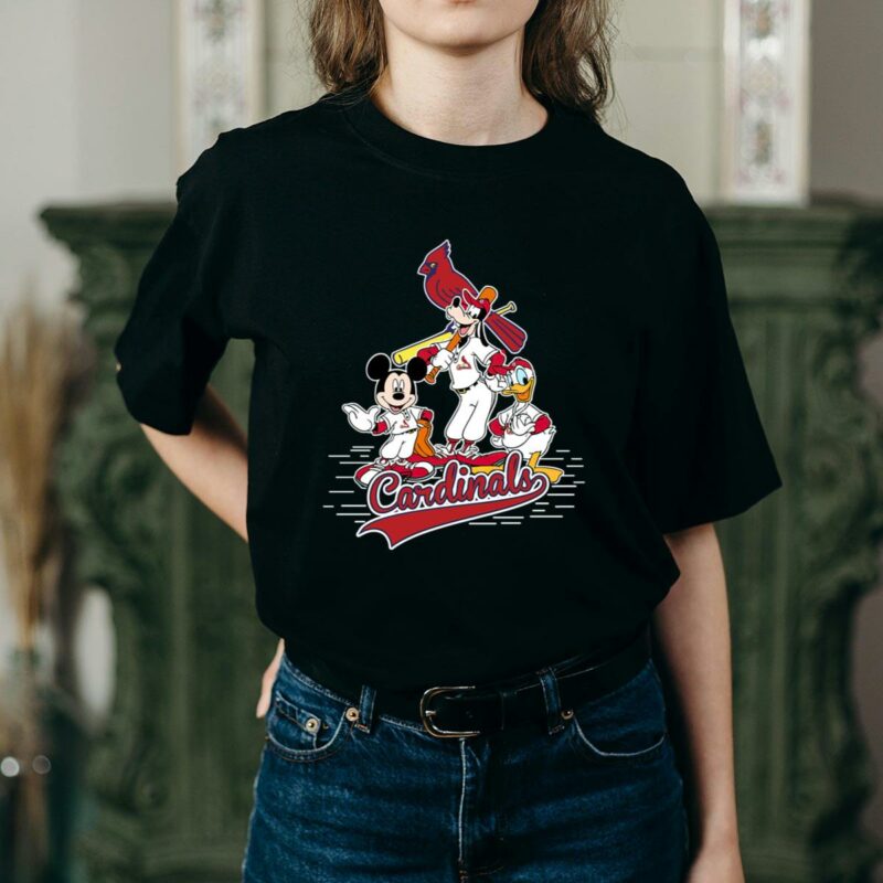 St. Louis Cardinals Mickey, Donald & Goofy Baseball Graphic T-Shirt - Unisex - Image 2