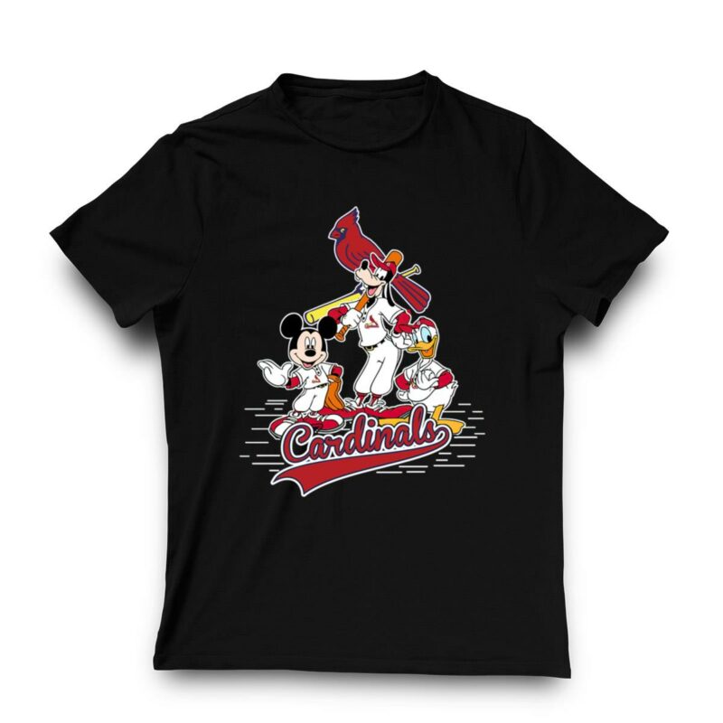 St. Louis Cardinals Mickey, Donald & Goofy Baseball Graphic T-Shirt - Unisex - Image 3