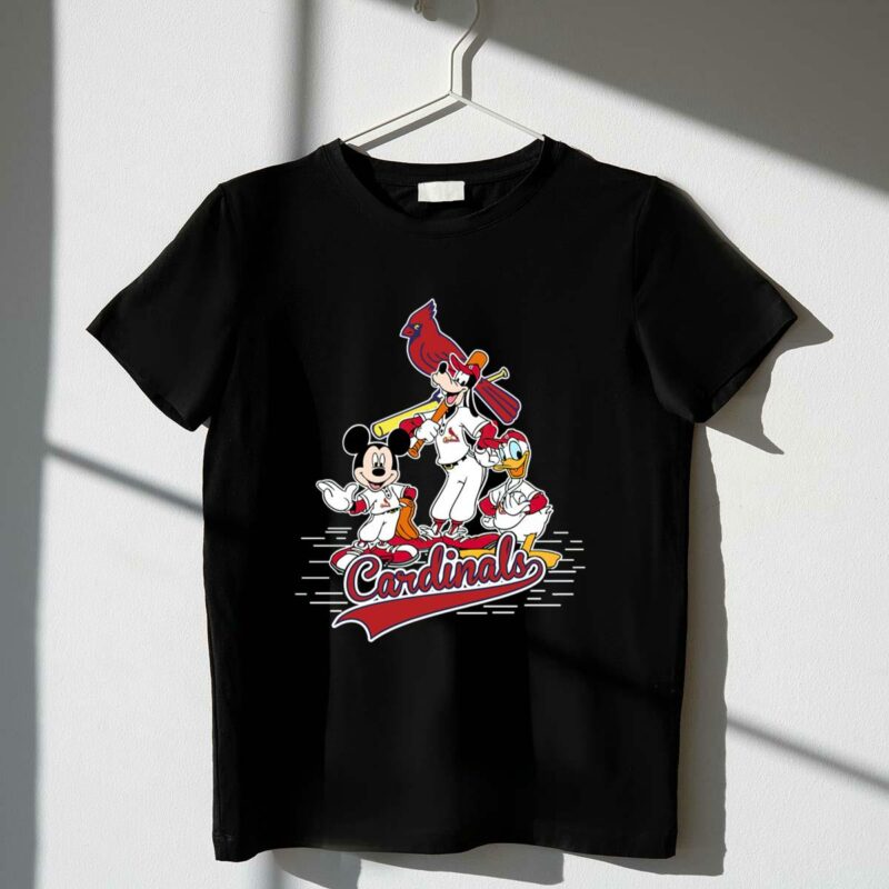St. Louis Cardinals Mickey, Donald & Goofy Baseball Graphic T-Shirt - Unisex - Image 4