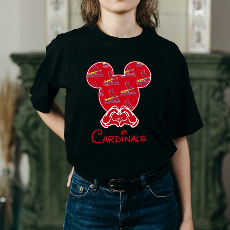 St. Louis Cardinals Mickey Mouse Graphic T-Shirt – Unisex Baseball Tee - Image 2