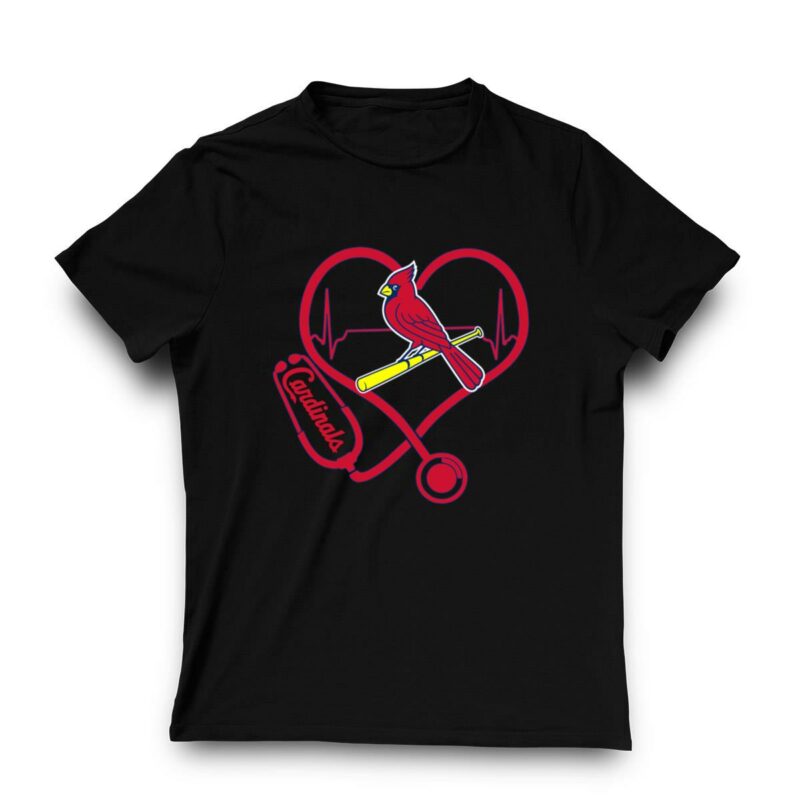 St. Louis Cardinals Nurse Heartbeat Graphic T-Shirt – Unisex Gift Tee - Image 3