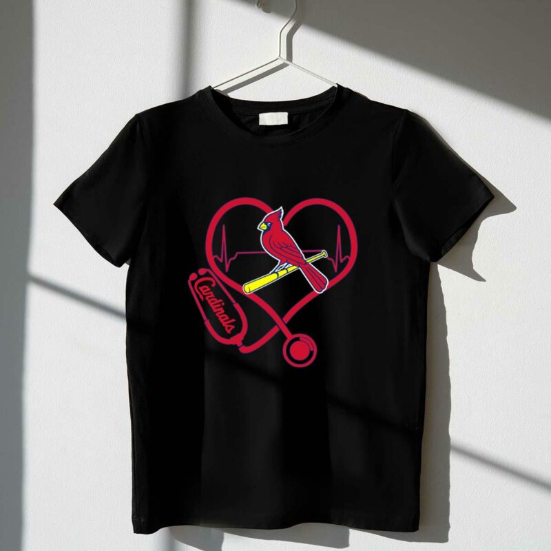 St. Louis Cardinals Nurse Heartbeat Graphic T-Shirt – Unisex Gift Tee - Image 4