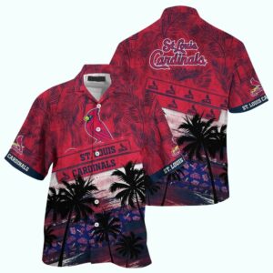 St Louis Cardinals Palm Tree Graphic Hawaiian Shirt – Unisex Aloha Tee