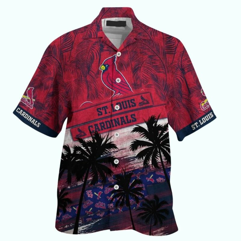 St Louis Cardinals Palm Tree Graphic Hawaiian Shirt – Unisex Aloha Tee - Image 2