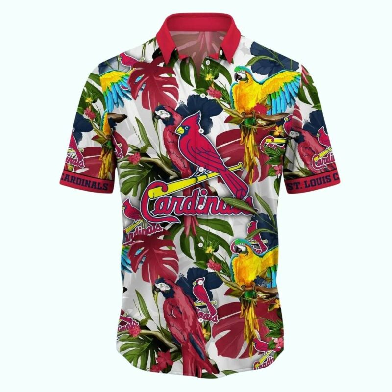 St Louis Cardinals Parrot Floral Graphic Hawaiian Shirt – Unisex Aloha Tee - Image 2