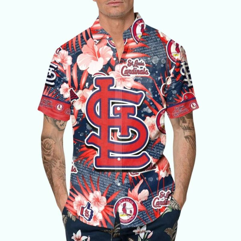 St Louis Cardinals Floral Hawaiian Shirt – Unisex Graphic Aloha Shirt - Image 4