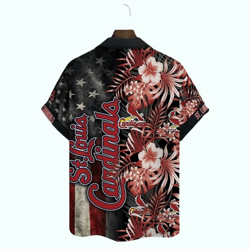 St Louis Cardinals Patriotic Floral Aloha Shirt – Unisex Graphic Tee - Image 3