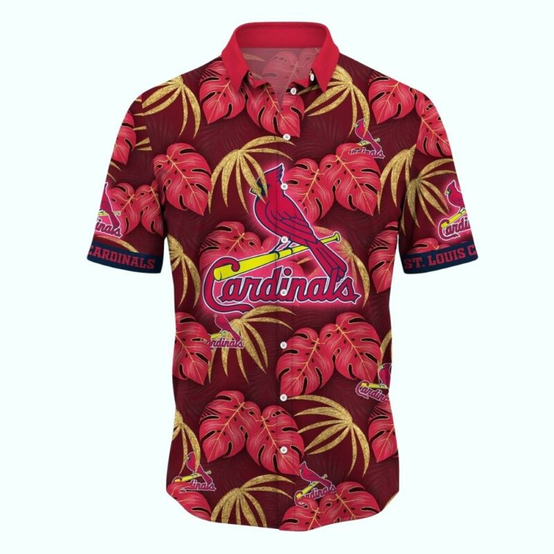St Louis Cardinals Floral Leaf Hawaiian Shirt – Unisex Graphic Tee - Image 2