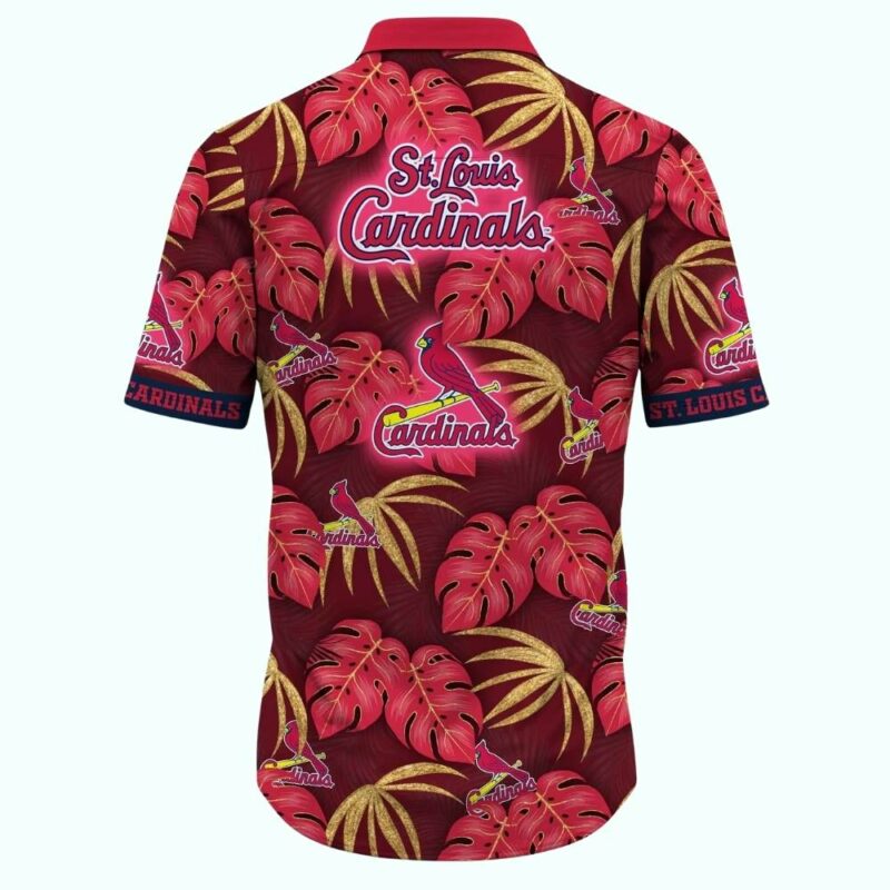 St Louis Cardinals Floral Leaf Hawaiian Shirt – Unisex Graphic Tee - Image 3